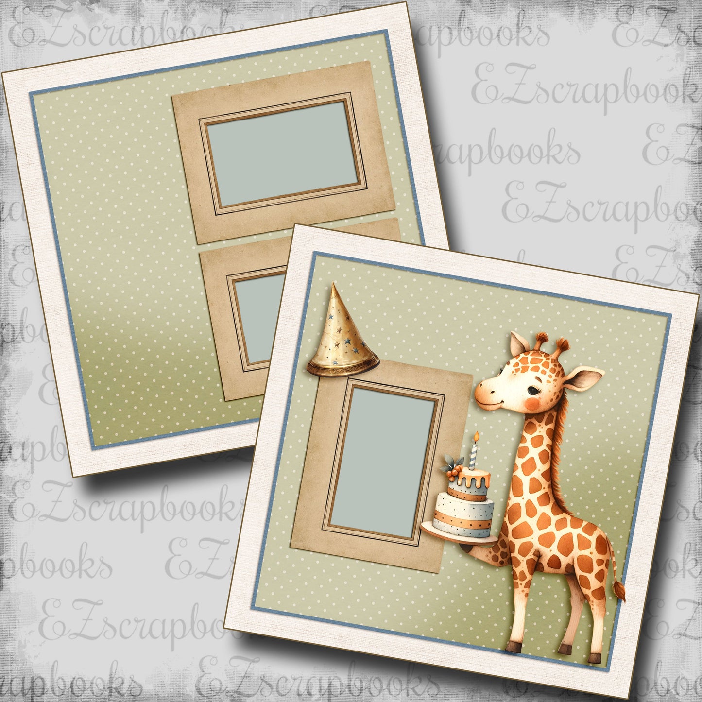 Birthday Giraffe - Scrapbook Layout - 25-622
