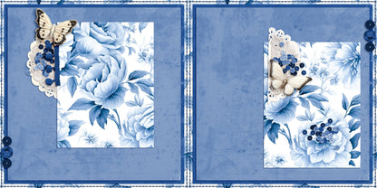 Beautiful Blues Butterflies NPM - Scrapbook Layout - 24-691