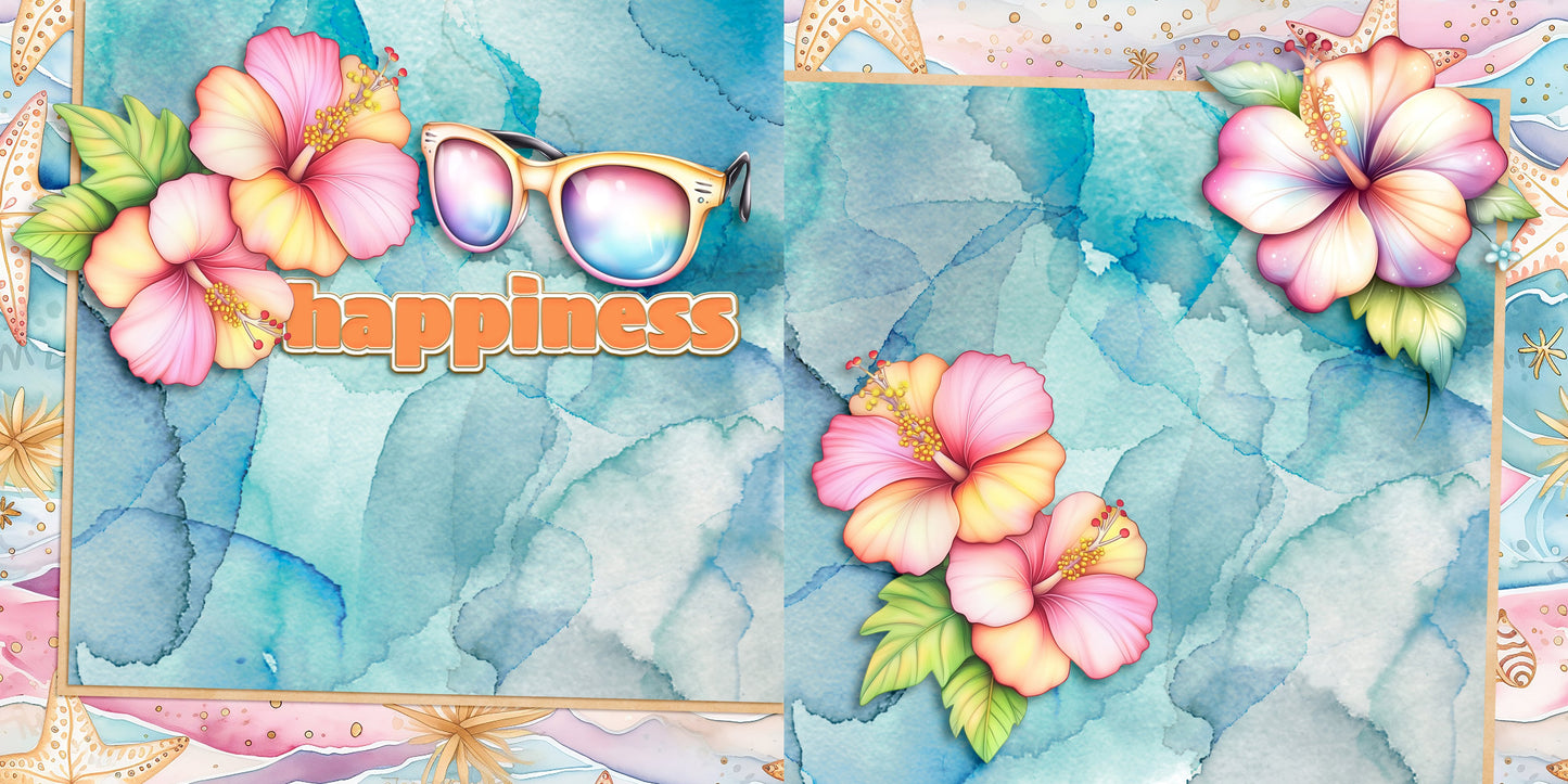 Summer Happiness NPM - Set of 5 Double Page Scrapbook Layouts - 25-1063