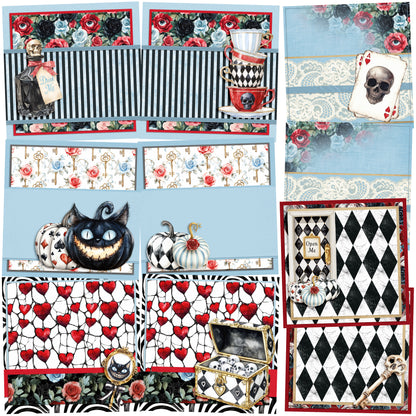 Haunted Alice EZ Background Pages -  Digital Bundle - 10 Digital Scrapbook Pages - INSTANT DOWNLOAD