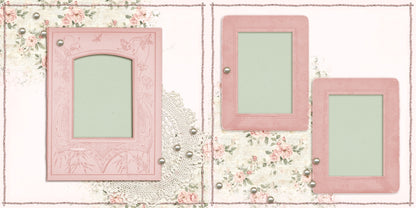 Floral & Lace - Set of 5 Double Page Scrapbook Layouts - 25-1054