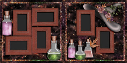 Woodland Witch - Set of 5 Double Page Scrapbook Layouts - 1808