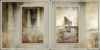 Creepy Farmhouse Background Pages - Set of 5 Double Page Layouts - 1797