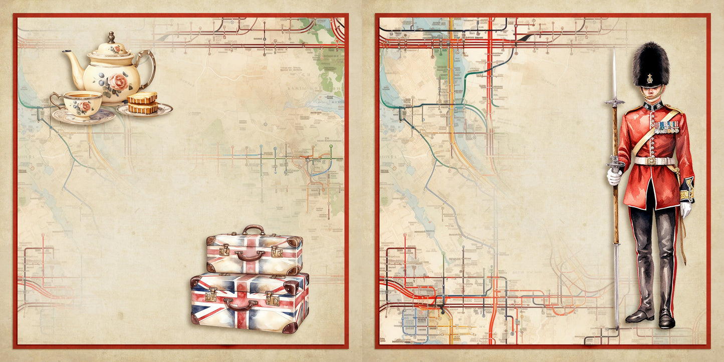 Hello London NPM - Set of 5 Double Page Scrapbook Layouts - 25-1011