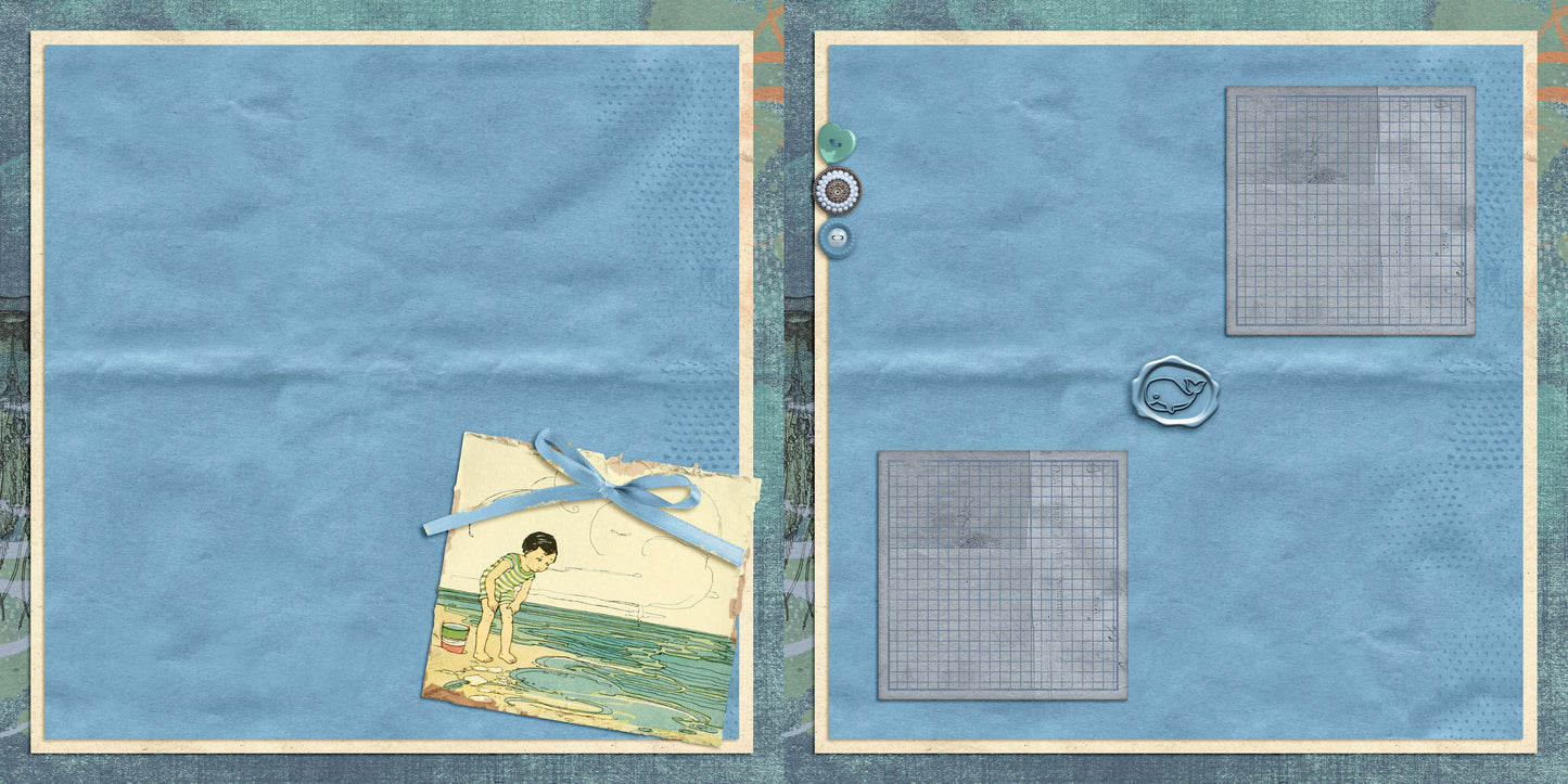 Beachy NPM - Set of 5 Double Page Scrapbook Layouts - 1987