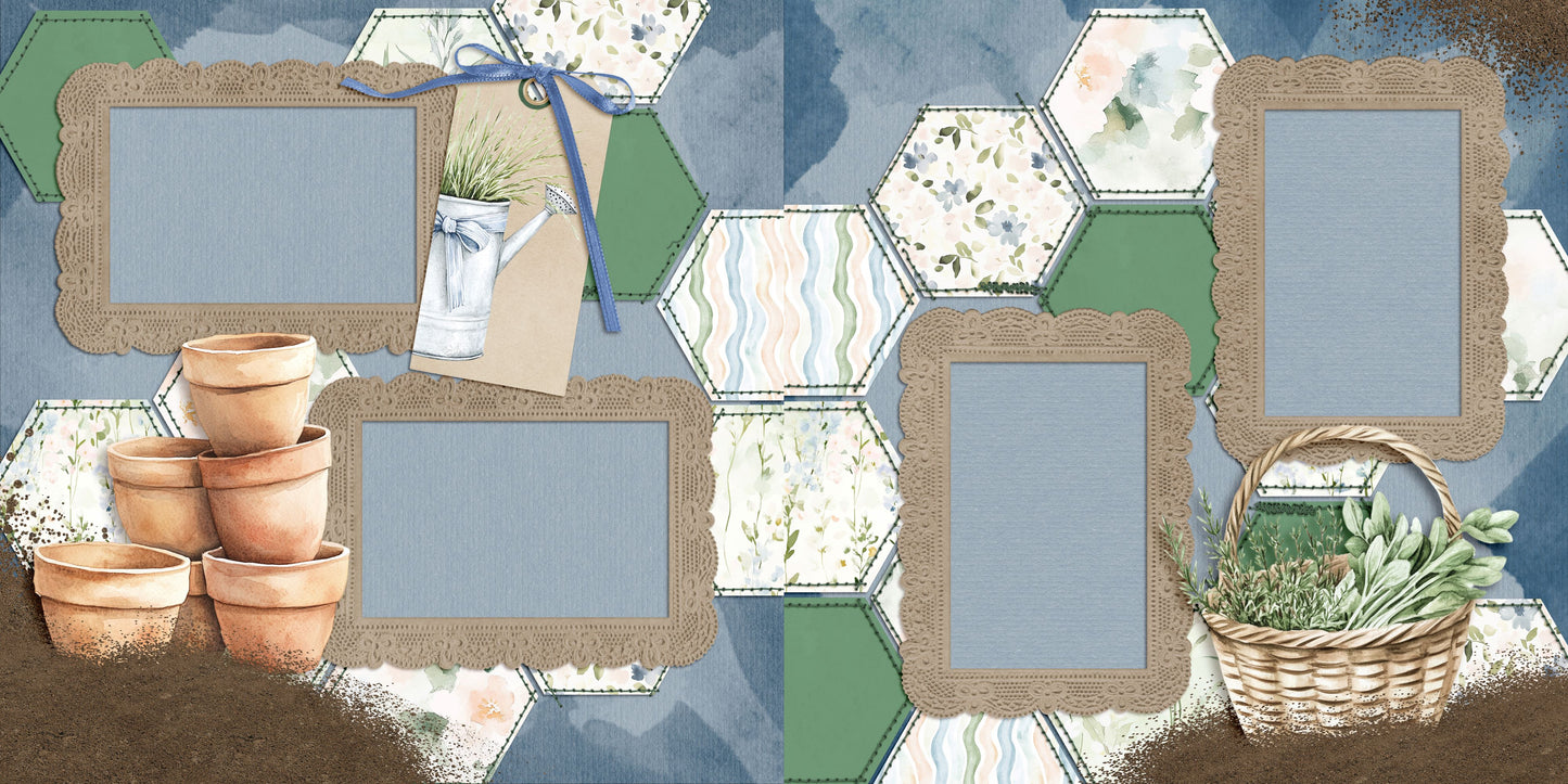 Spring Garden - Set of 5 Double Page Scrapbook Layouts - 25-1030