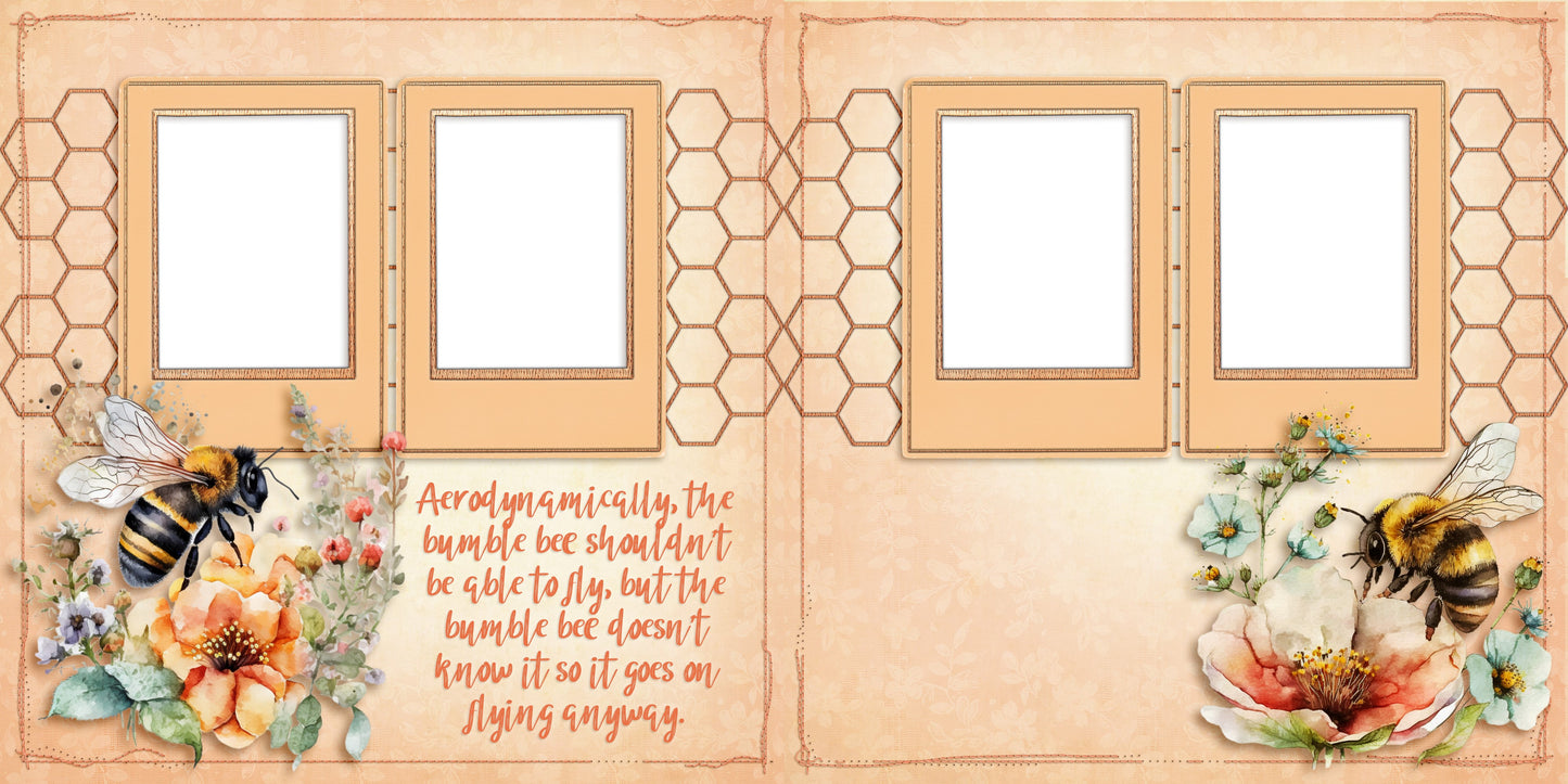 Honeybee Fly Anyway - EZ Digital Scrapbook Pages - INSTANT DOWNLOAD
