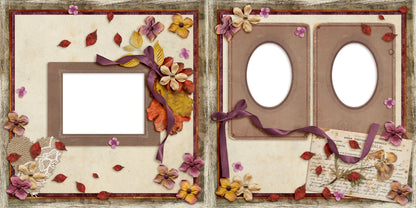 Falling Leaves  - EZ Digital Scrapbook Quick Page Layout - INSTANT DOWNLOAD