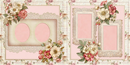 Floral & Lace Pink - Scrapbook Layout - 25-562