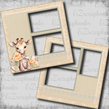 Baby Shower Giraffe - EZ Digital Scrapbook Pages - INSTANT DOWNLOAD