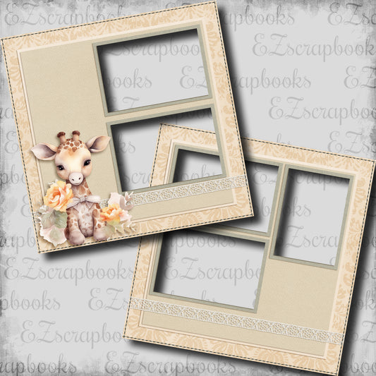 Baby Shower Giraffe - EZ Digital Scrapbook Pages - INSTANT DOWNLOAD