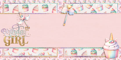 Birthday Girl Unicorn Cupcake NPM - Scrapbook Layout - 25-635