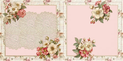Floral & Lace Pink NPM - Scrapbook Layout - 25-563