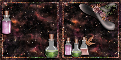 Woodland Witch NPM - Set of 5 Double Page Scrapbook Layouts - 1809