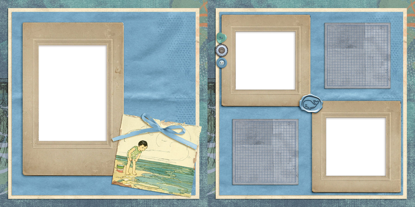 Beachy Vintage - EZ Digital Scrapbook Pages - INSTANT DOWNLOAD