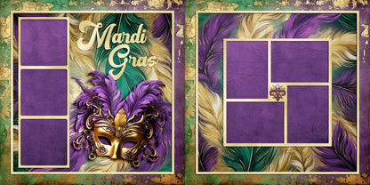 Mardi Gras Time - Set of 5 Double Page Scrapbook Layouts - 25-1022