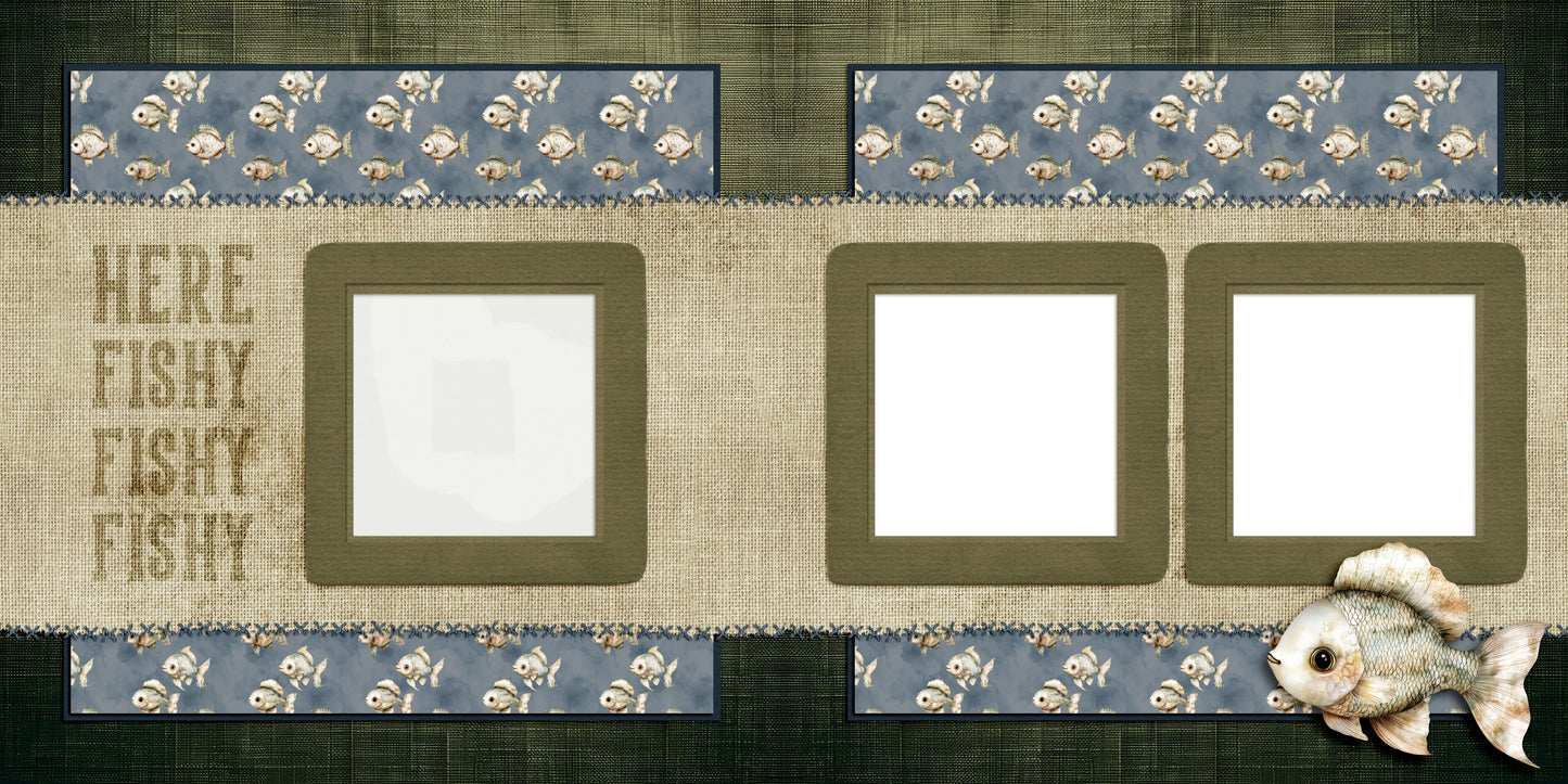 Here Fishy Fishy - EZ Digital Scrapbook Pages - INSTANT DOWNLOAD