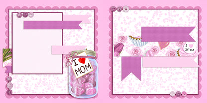 I Heart Mom EZ Background Pages -  Digital Bundle - 10 Digital Scrapbook Pages - INSTANT DOWNLOAD