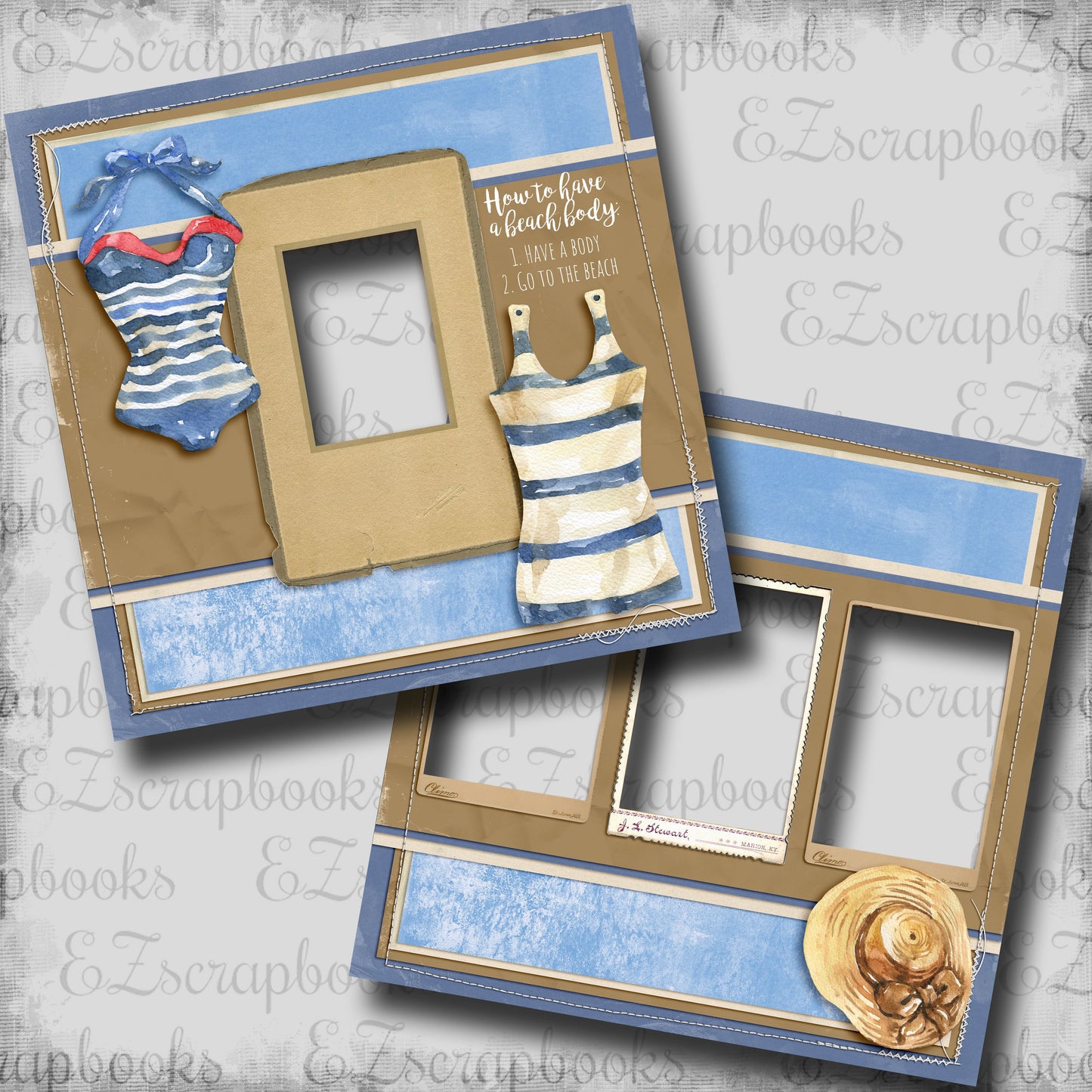 Beach Body - EZ Digital Scrapbook Pages - INSTANT DOWNLOAD
