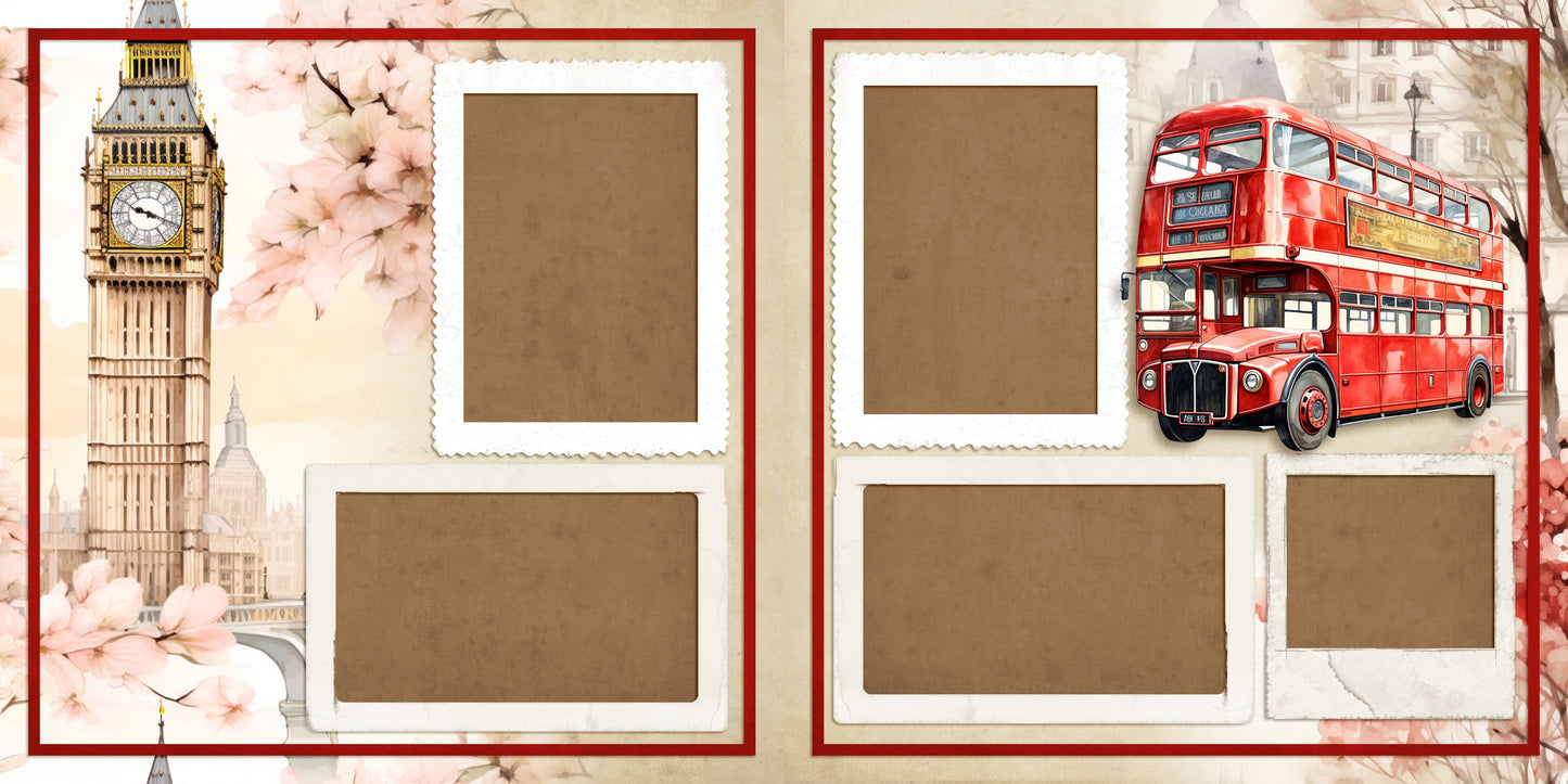 Hello London - Set of 5 Double Page Scrapbook Layouts - 25-1010