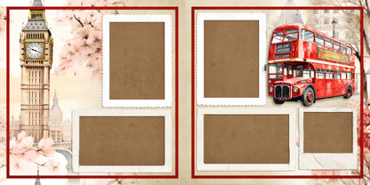 Hello London - Set of 5 Double Page Scrapbook Layouts - 25-1010