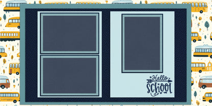 Back to School Blue - Set of 5 Double Page Scrapbook Layouts - 24-1002