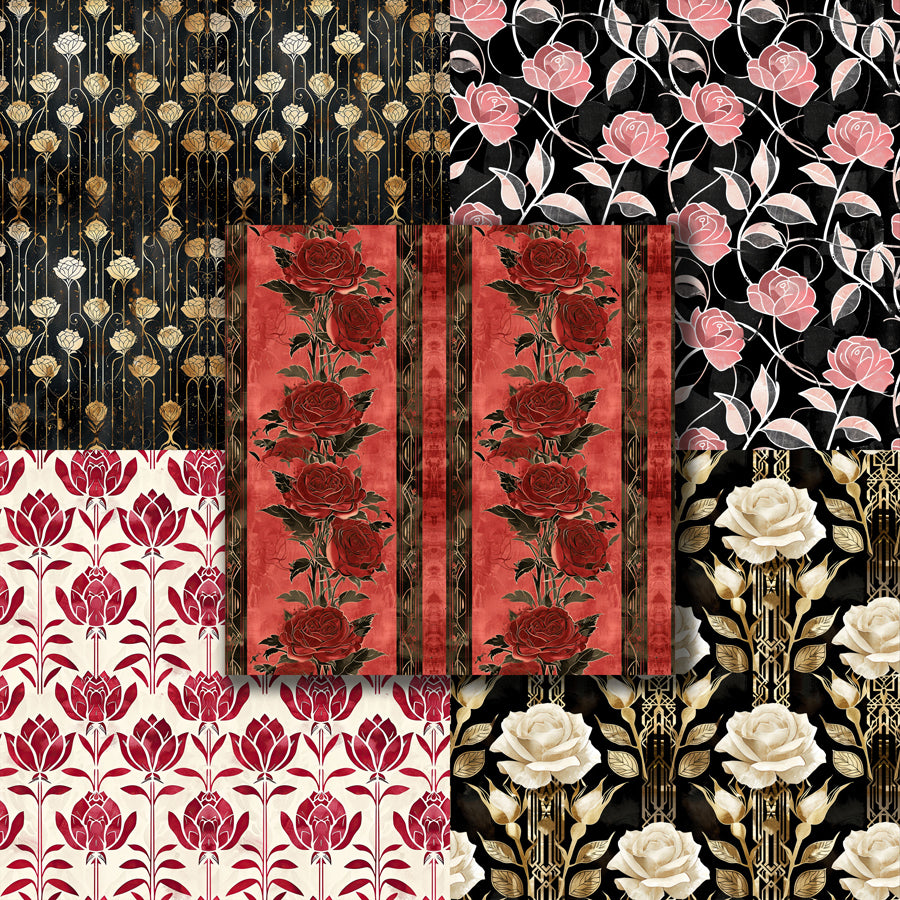 Distressed Deco Rose 12X12 Paper Pack - 8795