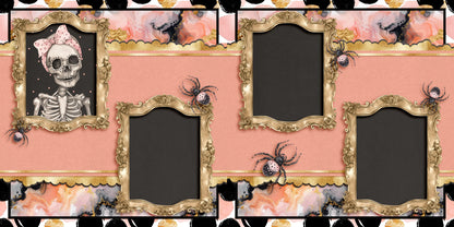 Cute Pink Halloween Skeleton - Scrapbook Layout - 24-674