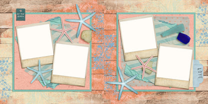 Beachy - Set of 5 Double Page Scrapbook Layouts - 1986