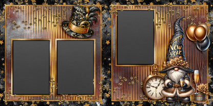 Black & Gold New Year - Set of 5 Double Page Layouts - 1858