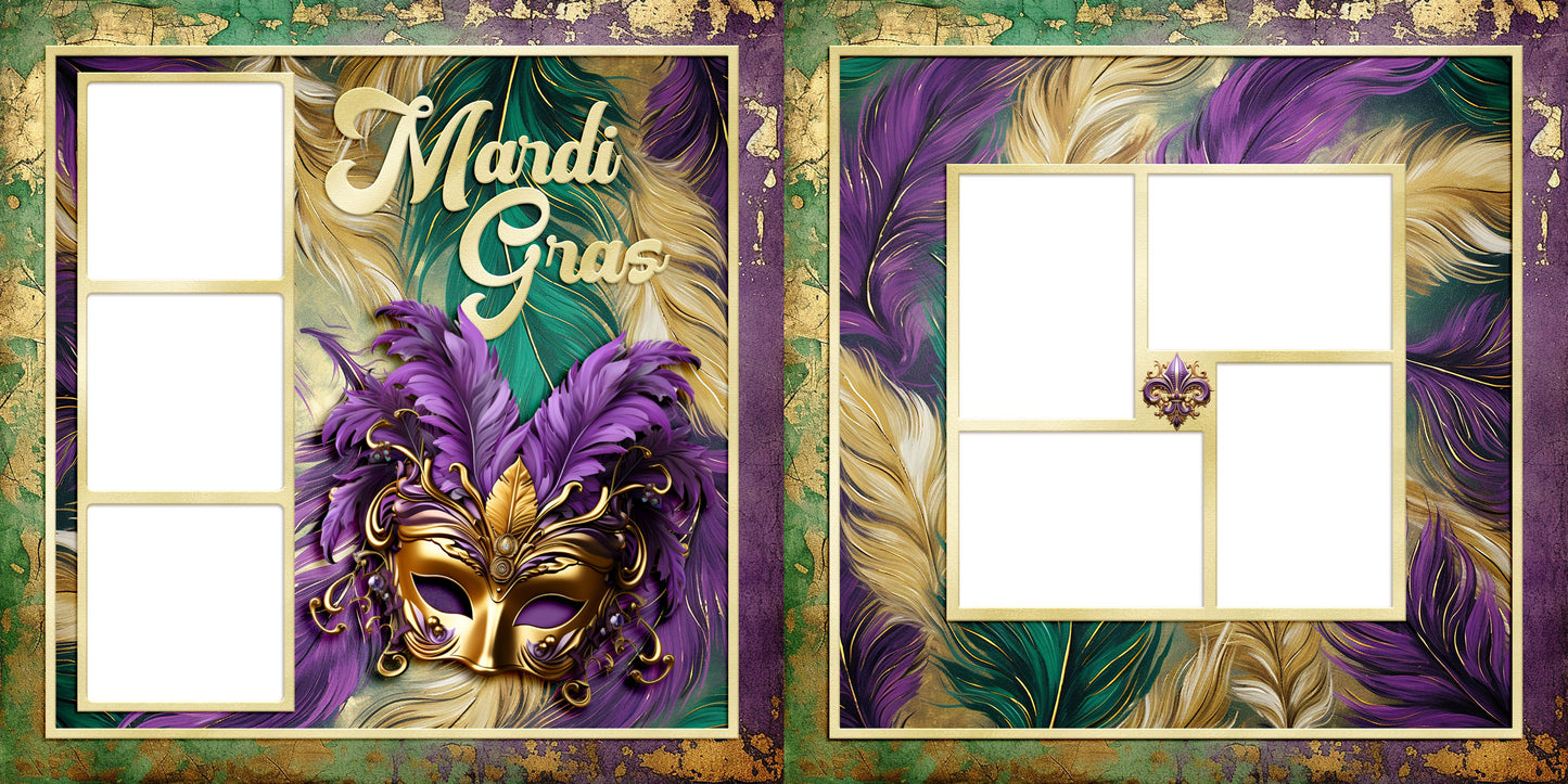 Mardi Gras Time EZ Quick Pages -  Digital Bundle - 10 Digital Scrapbook Pages - INSTANT DOWNLOAD