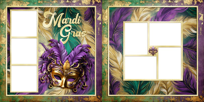 Mardi Gras Time EZ Quick Pages -  Digital Bundle - 10 Digital Scrapbook Pages - INSTANT DOWNLOAD
