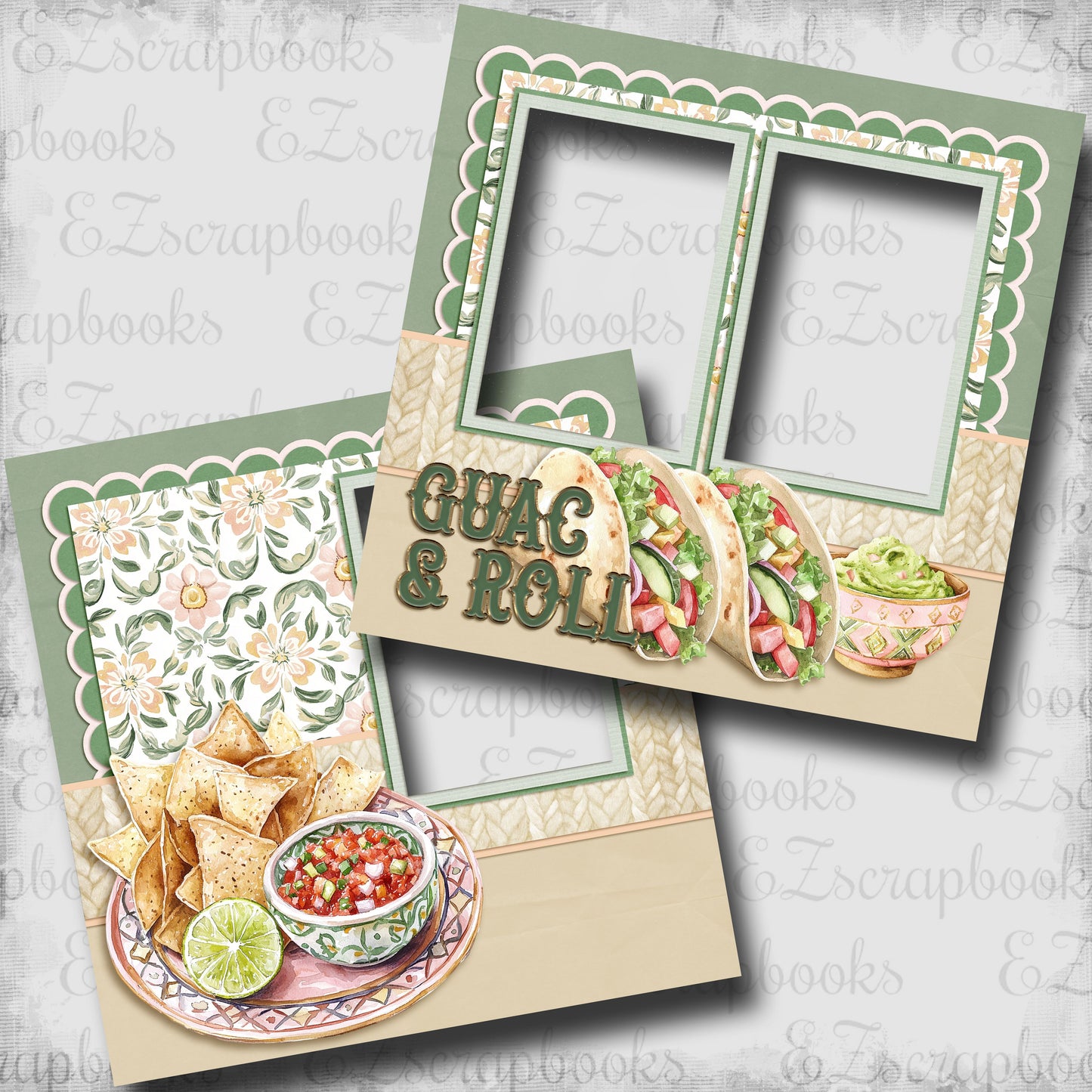 Guac & Roll - EZ Digital Scrapbook Pages - INSTANT DOWNLOAD