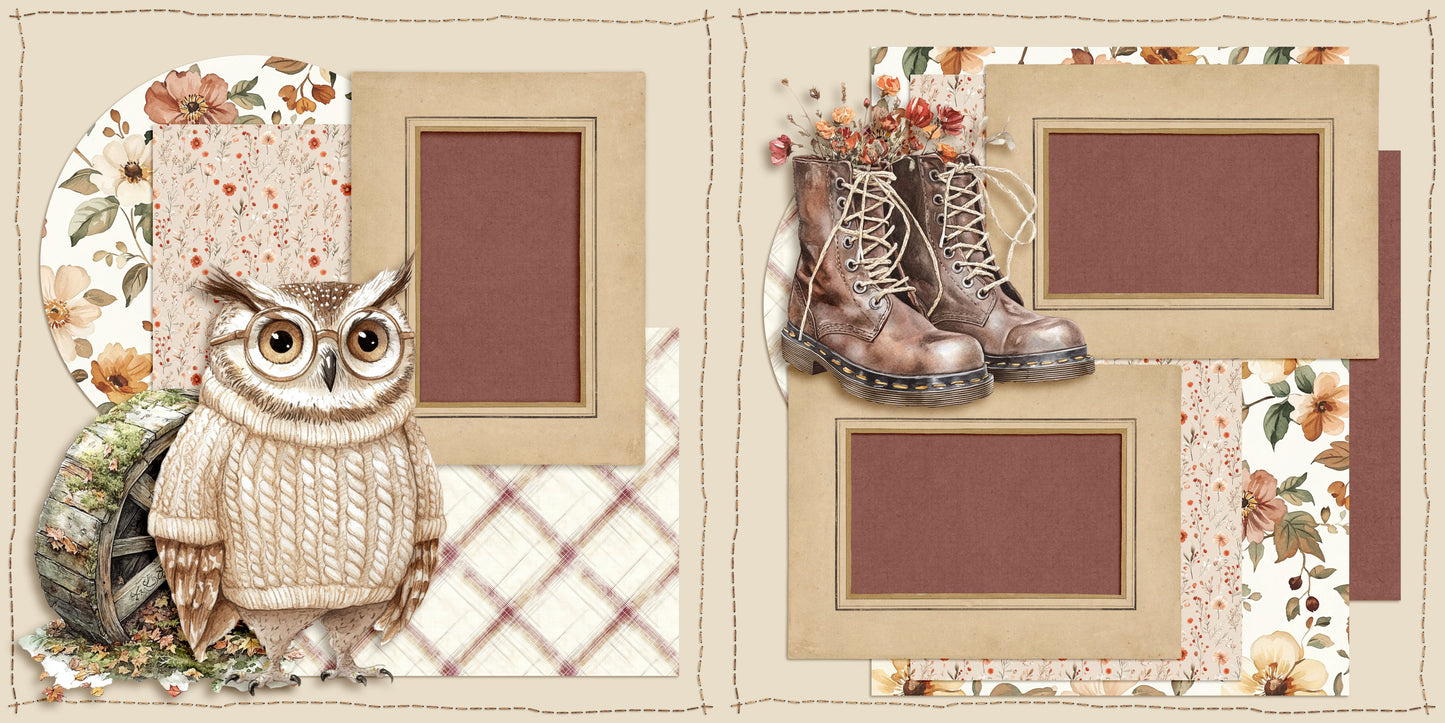 Spelling Autumn Owl - Scrapbook Layout - 25-734