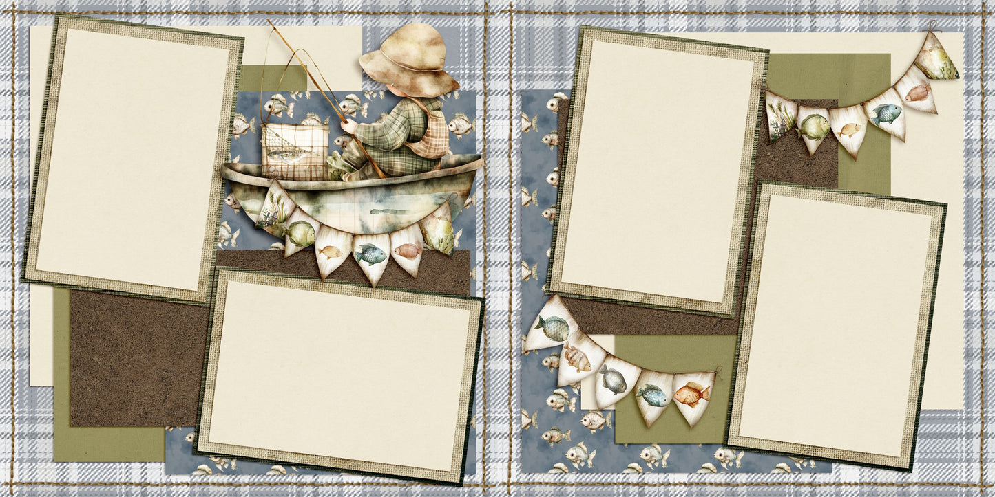 Cute Fisherman - Set of 5 Double Page Scrapbook Layouts - 25-1018