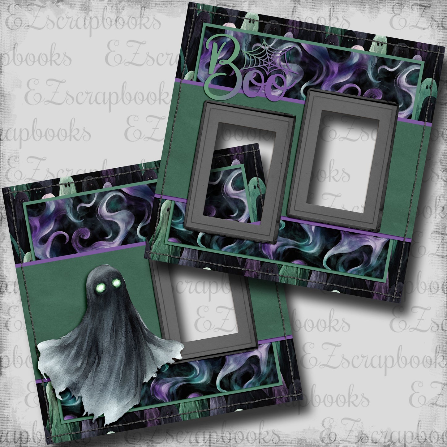 Boo Ghost - EZ Digital Scrapbook Pages - INSTANT DOWNLOAD