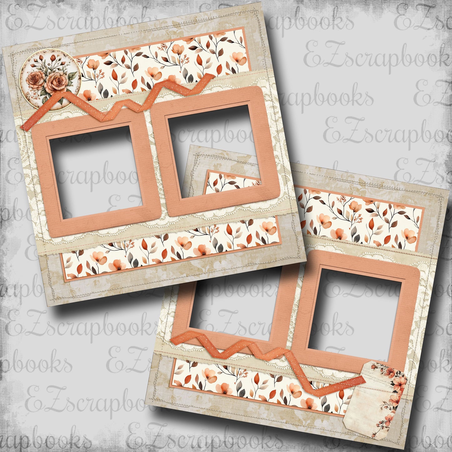 Amber Roses - EZ Digital Scrapbook Pages - INSTANT DOWNLOAD