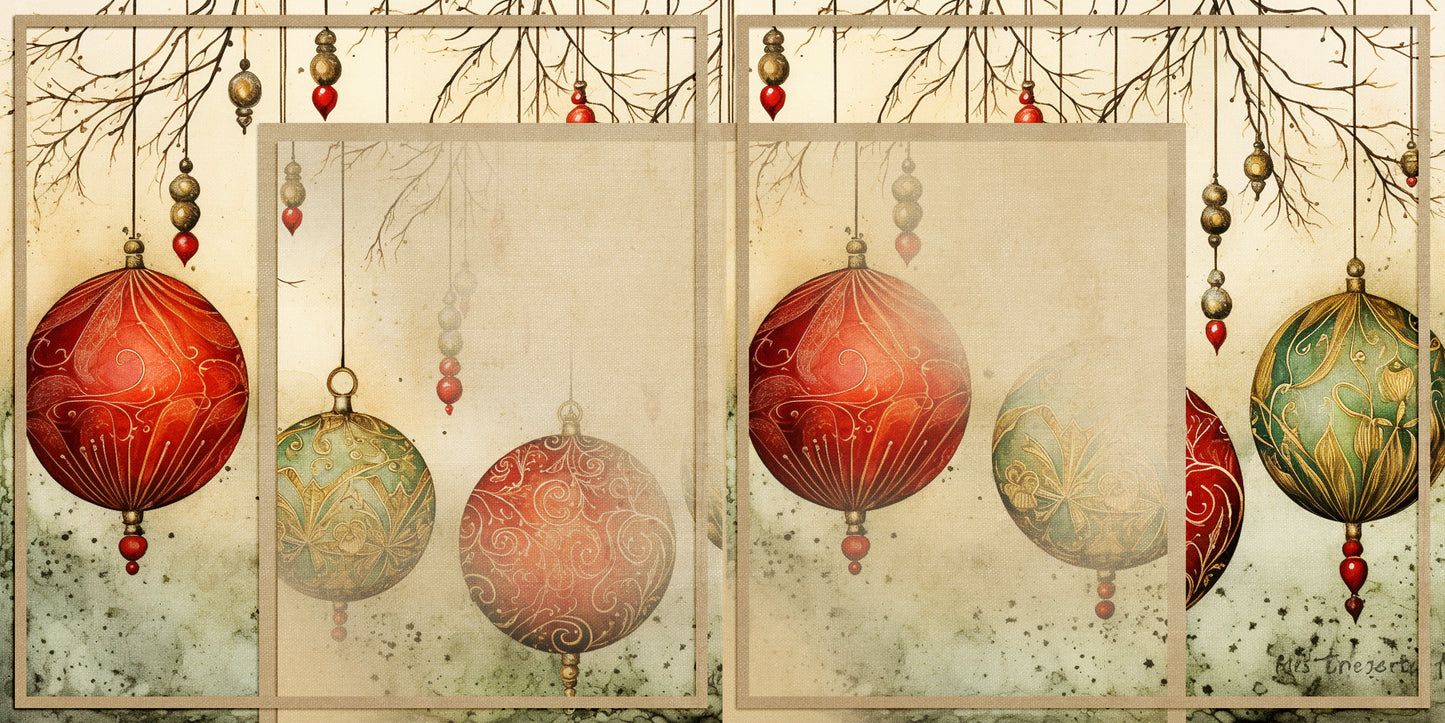 Magical Christmas Forest Background Pages - Set of 5 Double Page Layouts - 1851