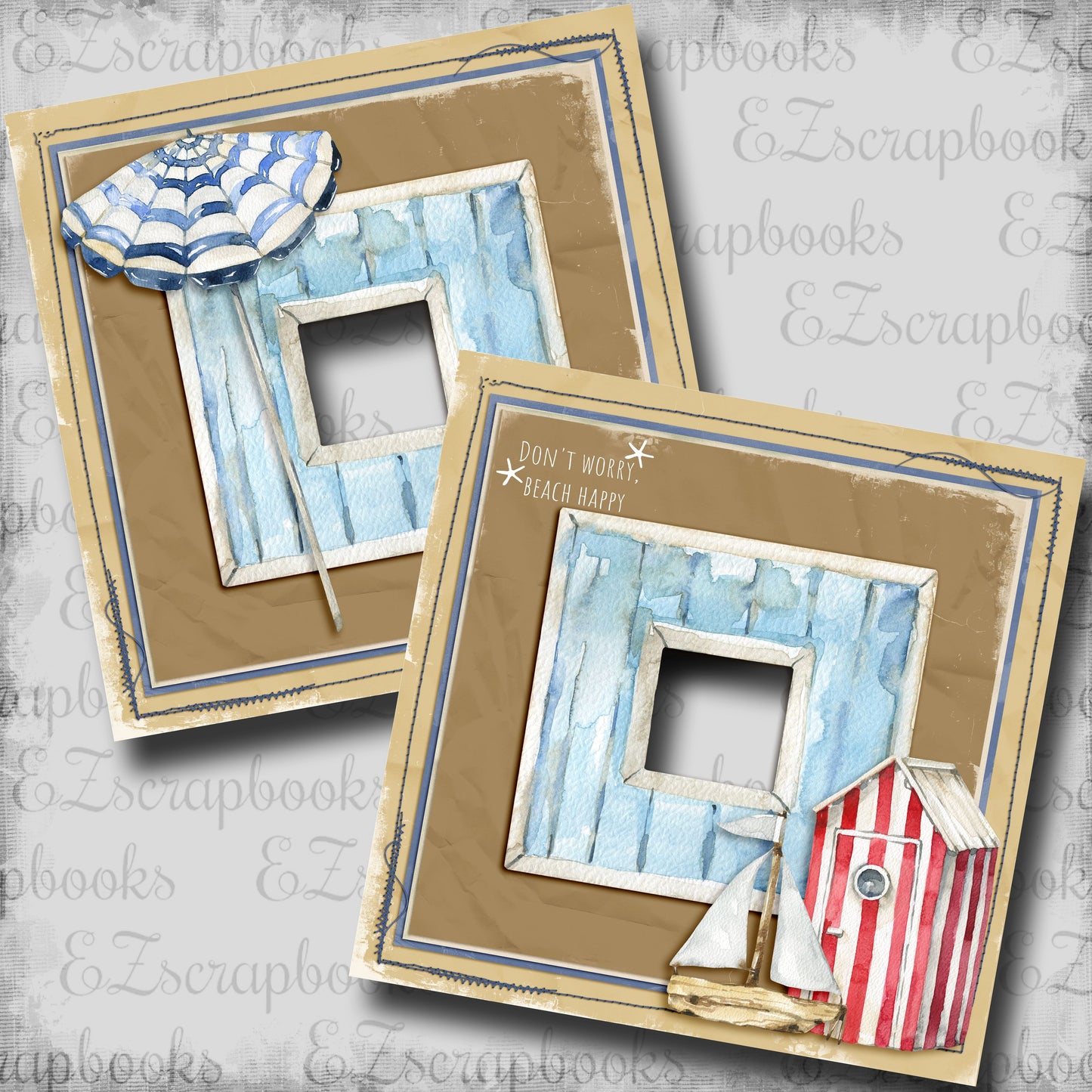 Beach Happy - EZ Digital Scrapbook Pages - INSTANT DOWNLOAD