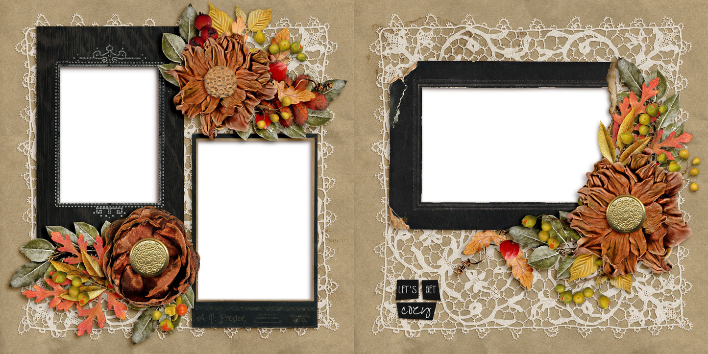Get Cozy  - EZ Digital Scrapbook Quick Page Layout - INSTANT DOWNLOAD