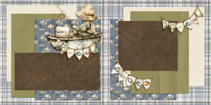 Cute Fisherman NPM - Set of 5 Double Page Scrapbook Layouts - 25-1019