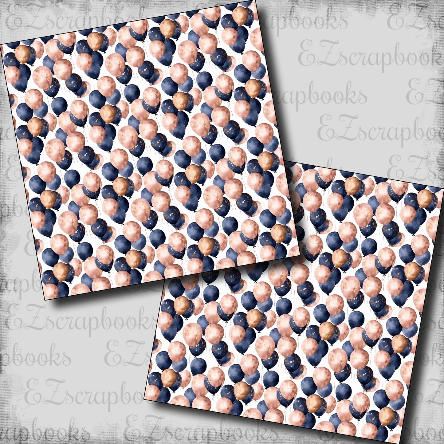 Pink Navy Birthday Balloons - Scrapbook Papers - 24-114