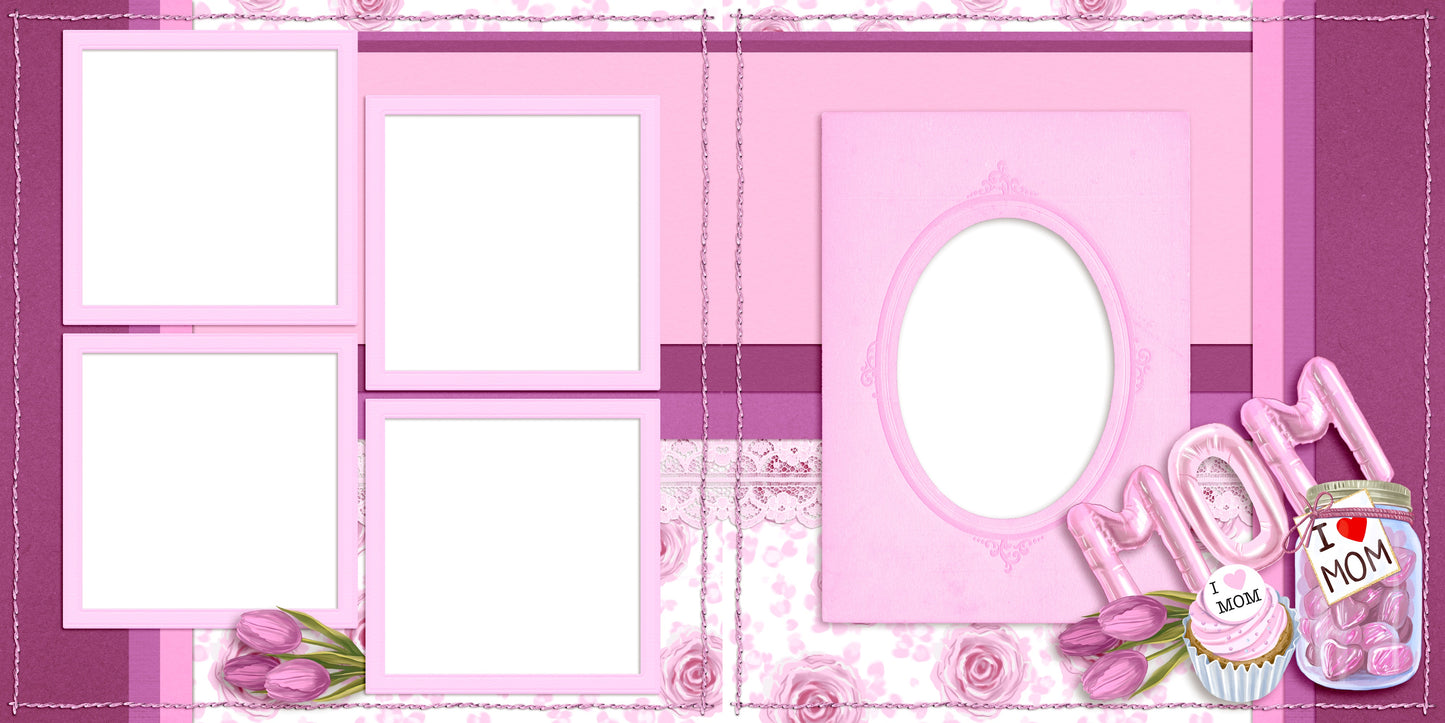 Balloon Mom Cluster - EZ Digital Scrapbook Pages - INSTANT DOWNLOAD