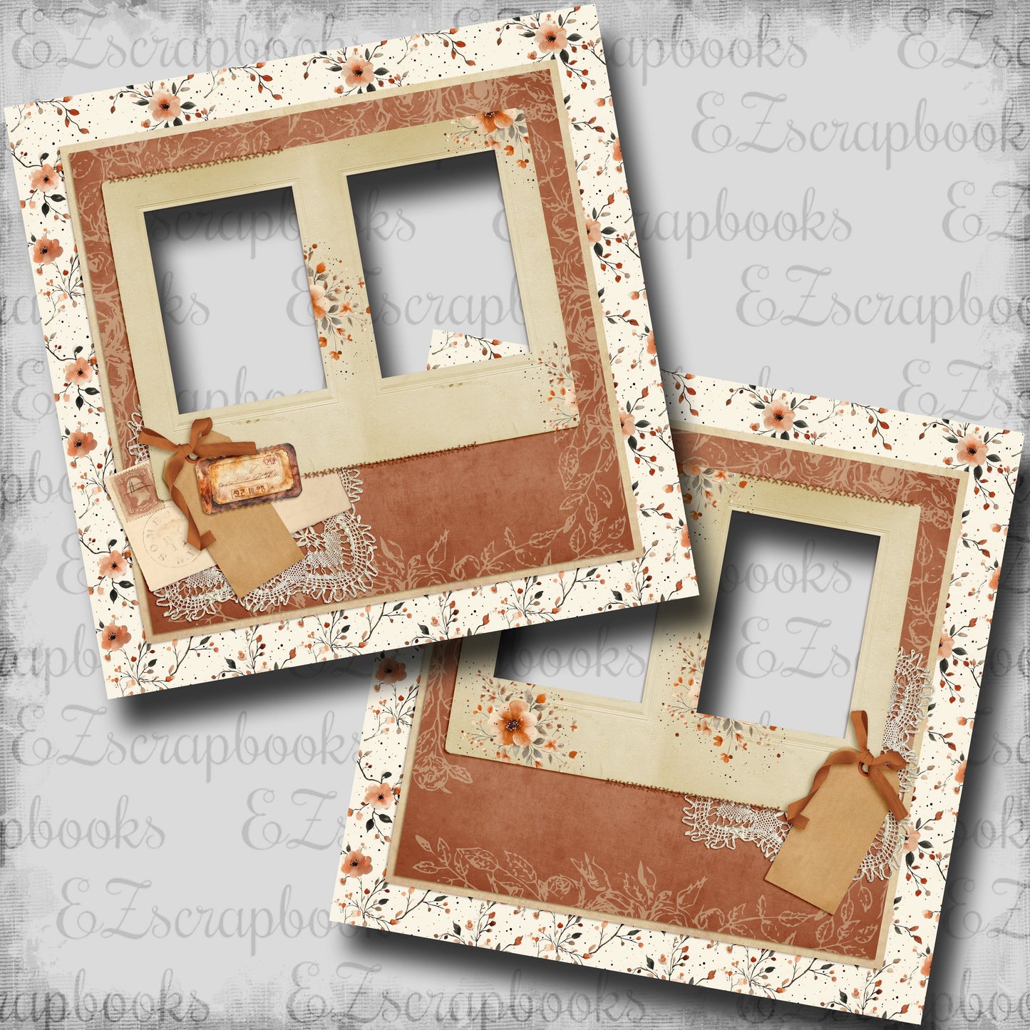 Vintage Letter & Tags - EZ Digital Scrapbook Pages - INSTANT DOWNLOAD