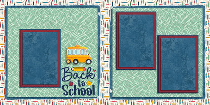 Back to School Blue - Set of 5 Double Page Scrapbook Layouts - 24-1002