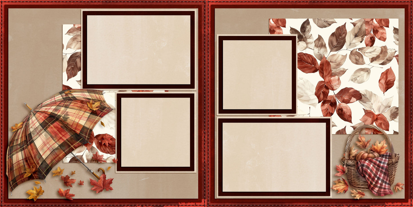 Fall Season - Set of 5 Double Page Scrapbook Layouts - 1980