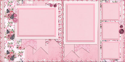 Pink & Silver Christmas - Set of 5 Double Page Layouts - 1790