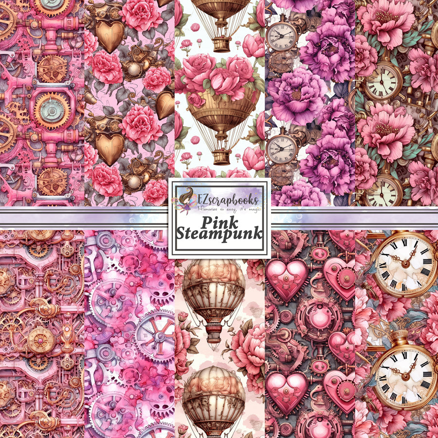 Pink Steampunk 12X12 Paper Pack - 8755
