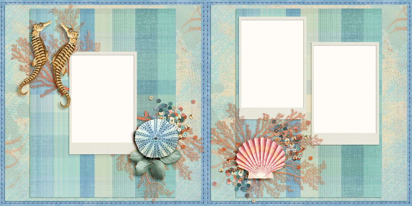 Beachy EZ Quick Pages -  Digital Bundle - 10 Digital Scrapbook Pages - INSTANT DOWNLOAD