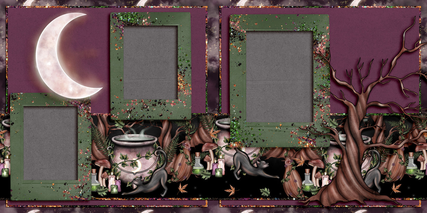Woodland Witch - Set of 5 Double Page Scrapbook Layouts - 1808
